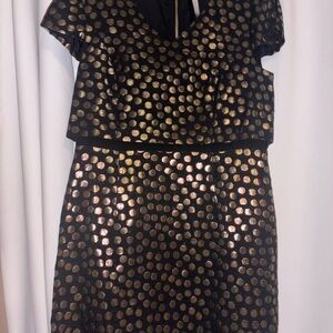 Kensie Black and Gold Mini Dress crop elegant large